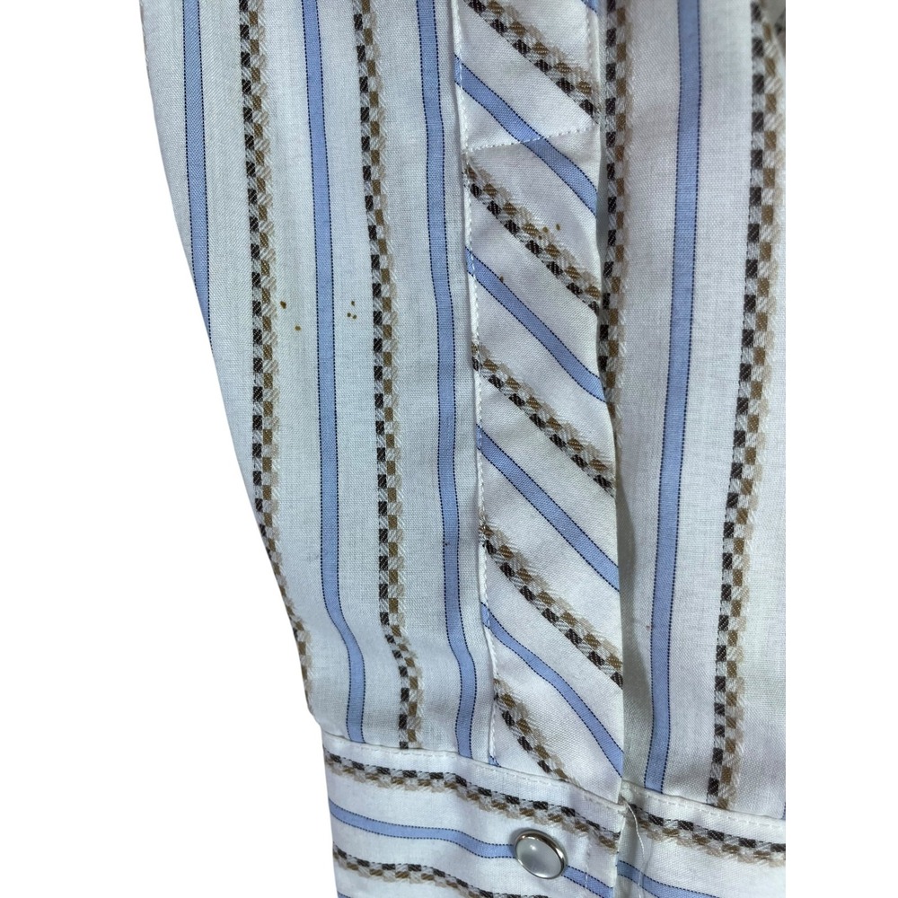 Cody James Western Shirt Mens Large White Gray Striped Cotton Pearl Snap Cowboy - Picture 2 of 8